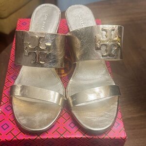 Tory Burch Gold Wedges